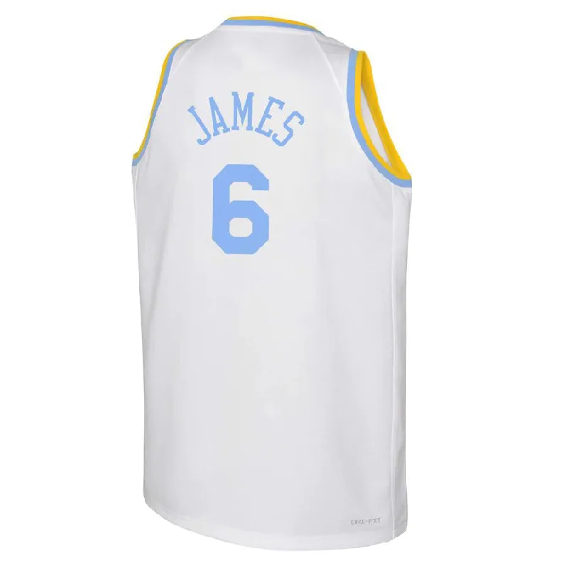 Custom Basketball Jersey with Team and Player Name-LA.Lakers #6 LeBron James 2022-23 Swingman Jersey White Classic Edition Stitched American Basketball Jersey