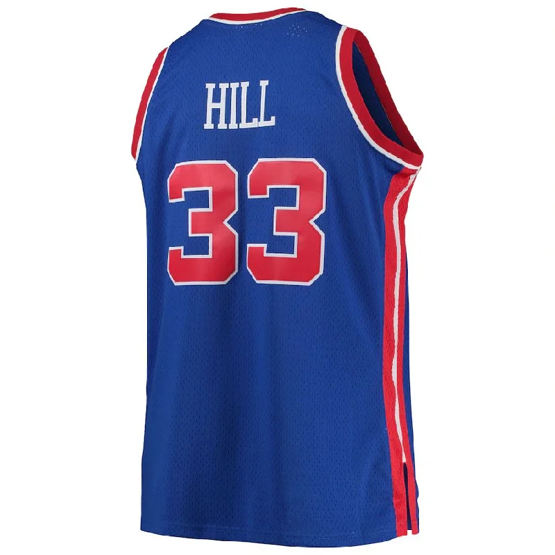 Stylish Basketball Jersey for Fans and Players-D.Pistons #33 Grant Hill Mitchell & Ness Big & Tall Hardwood Classics Swingman Jersey Blue Stitched American Basketball Jersey