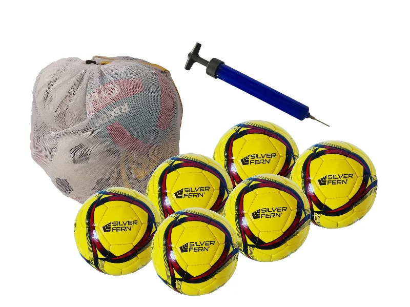 Football for Quick Release and Fast Play-Silver Fern Futsal Soccer Ball Kit, sz4 - 6 Ball