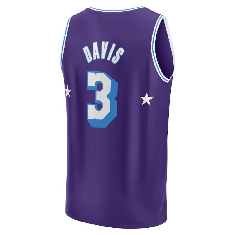 Comfortable Basketball Jersey for Everyday Wear-LA.Lakers #3 Anthony Davis Fanatics Branded 2021-22 Fast Break Replica Jersey City Edition Purple Stitched American Basketball Jersey