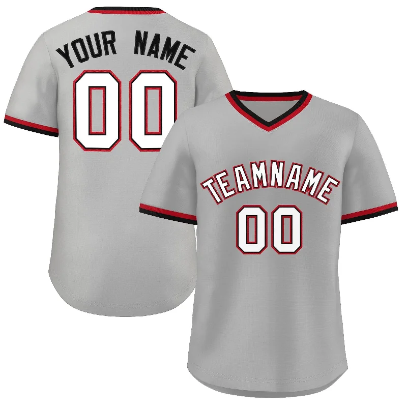 High-Quality Baseball Jersey for All Seasons-Custom Gray White-Black Classic Style Personalized Authentic Pullover Baseball Jersey