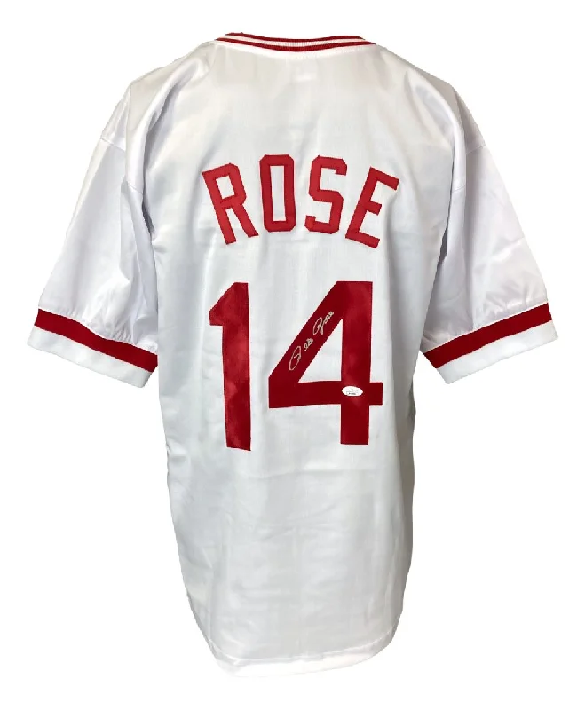 Custom Baseball Jersey for Birthday Parties-Pete Rose Cincinnati Signed White Baseball Jersey JSA Hologram