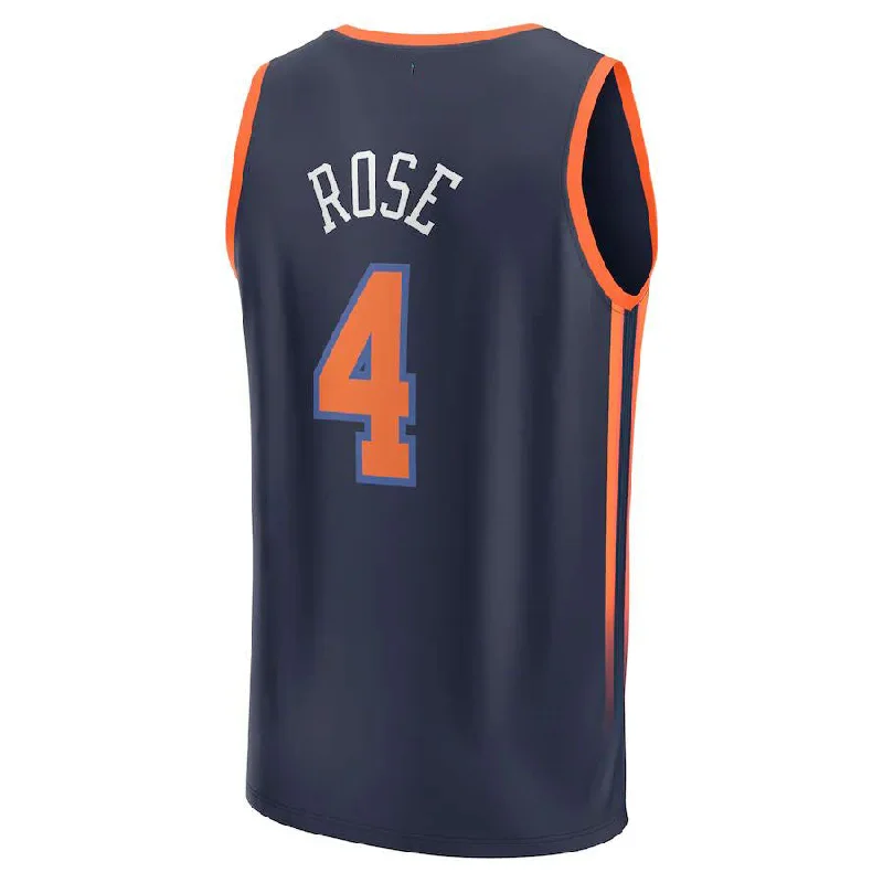 Breathable Basketball Jersey for Active Play-NY.Knicks #4 Derrick Rose Fanatics Branded  2022-23 Fast Break Player Jersey Navy Statement Edition Stitched American Basketball Jersey