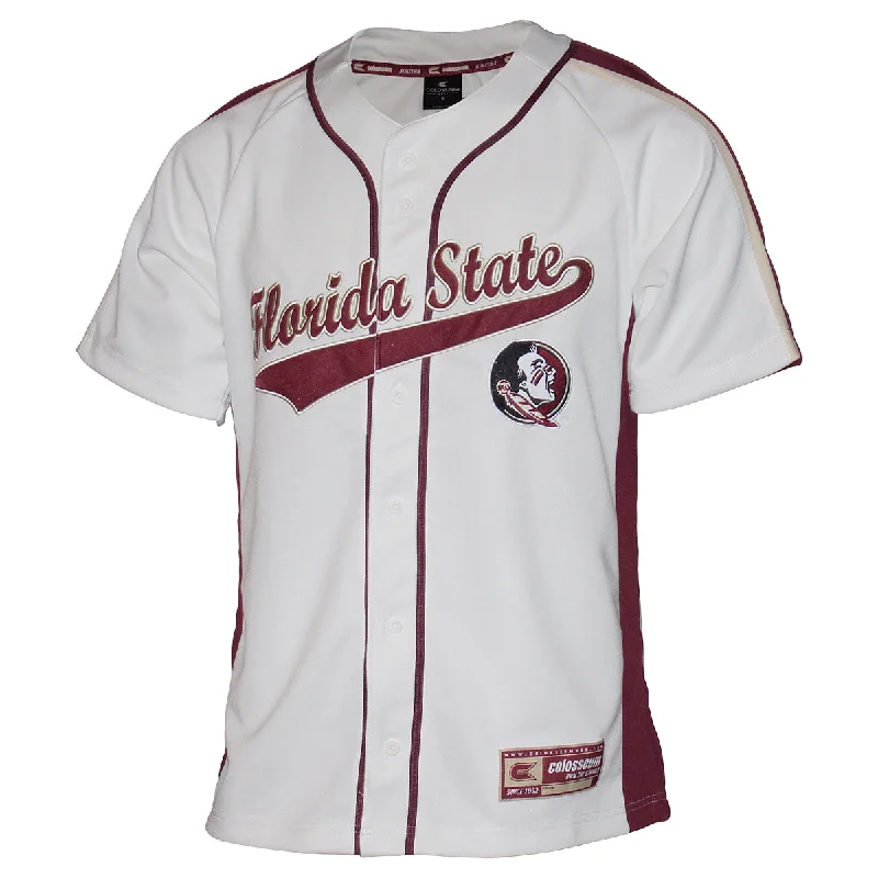 Youth Baseball Jersey for Kids and Teens-Colosseum Youth Florida State/Seminole Logo Baseball Jersey - Ivory