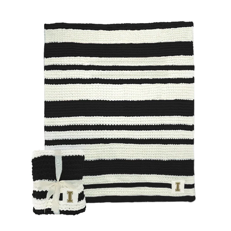 High-Quality Team Home Textiles for Team-Themed Living Rooms-Idaho Black Cable Knit Throw 50x60