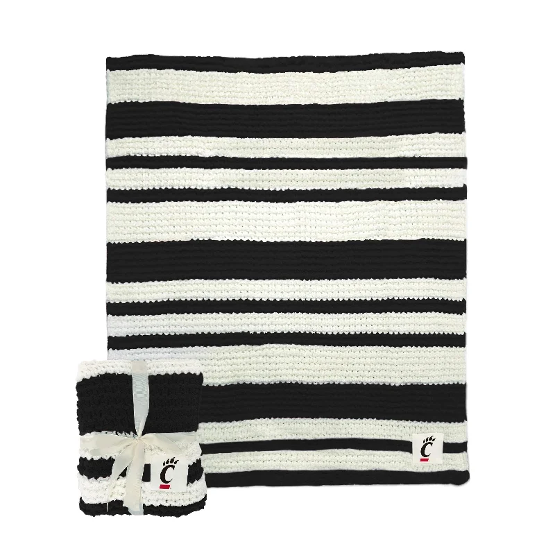 Unique Team Home Textiles for Tailgating and Fan Gatherings-Cincinnati Cable Knit Throw 50x60