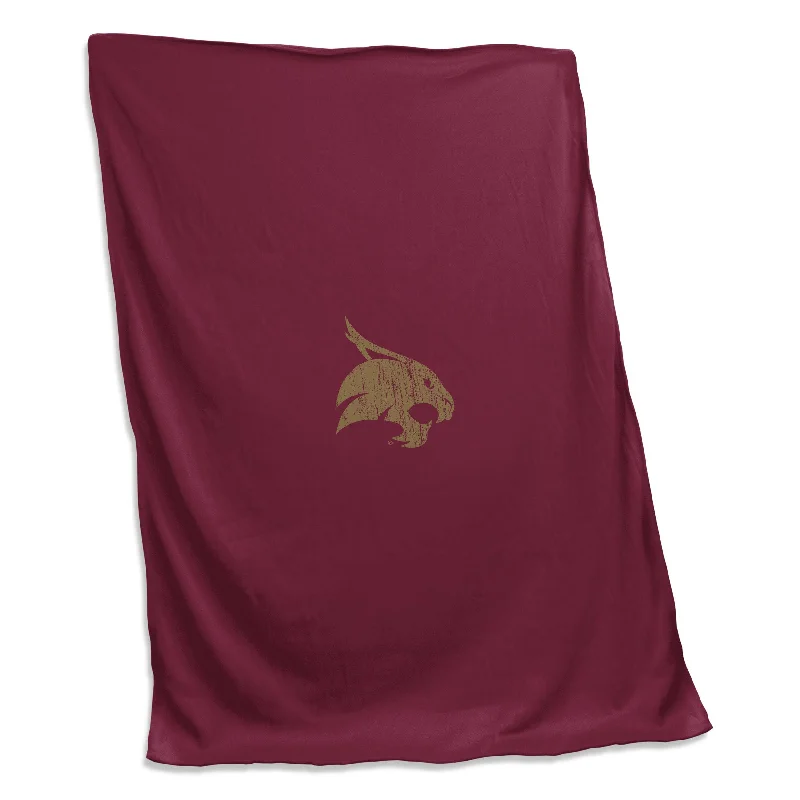 Durable Team Home Textiles for Everyday Use and Display-Texas State Sweatshirt Blanket (Screened)