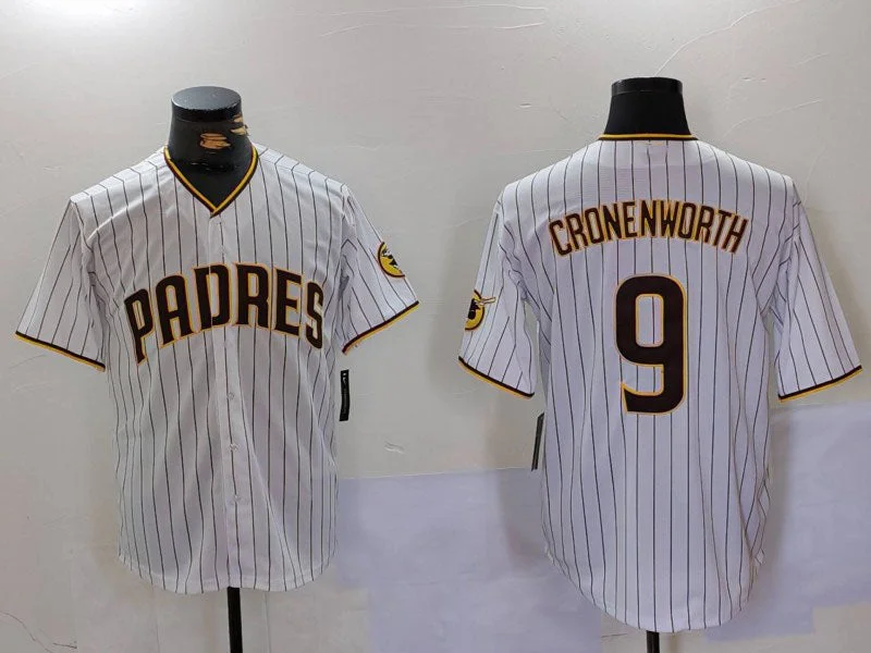 Embroidered Baseball Jersey with Team Colors-San Diego Padres #9 Jake Cronenworth White Team Logo Stitched Cool Base Baseball Jersey