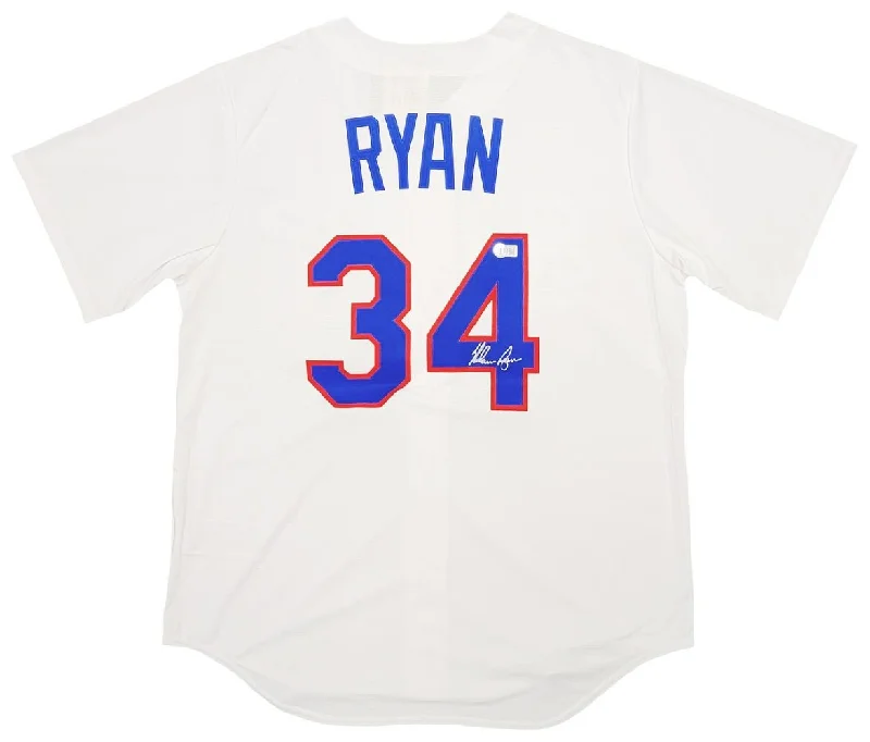 Custom Printed Baseball Jersey for Special Teams-Nolan Ryan Signed Texas Rangers Nike Cooperstown Collection Baseball Jersey BAS