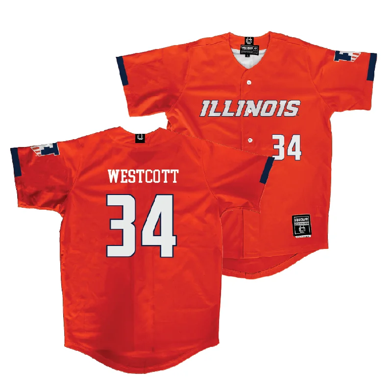 Personalized Name Baseball Jersey for Fans-Illinois Orange Baseball Jersey - Drake Westcott #34