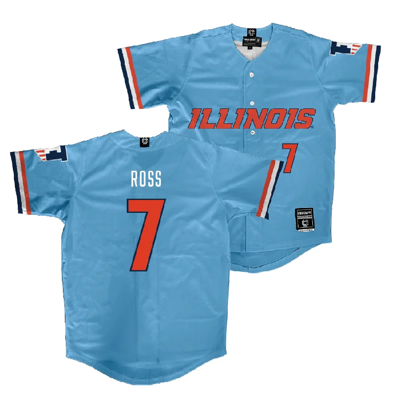 Official MLB Baseball Jersey for Authentic Look-Illinois Light Blue Baseball Jersey   - Grant Ross