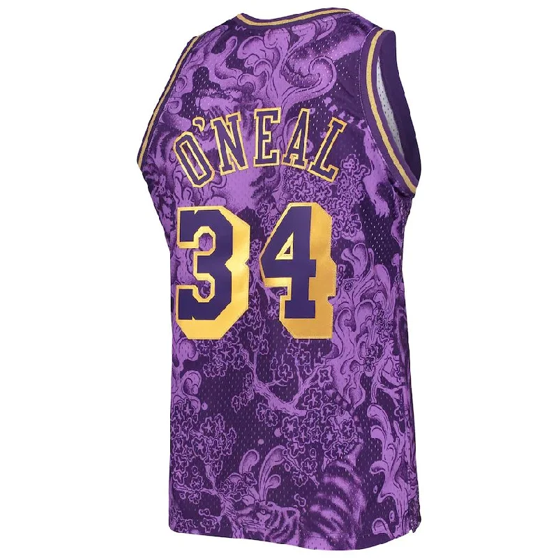 Custom Basketball Jersey for School Sports Teams-LA.Lakers #34 Shaquille O'Neal Mitchell & Ness Hardwood Classics 1996-97 Lunar New Year Swingman Jersey Purple Stitched American Basketball Jersey