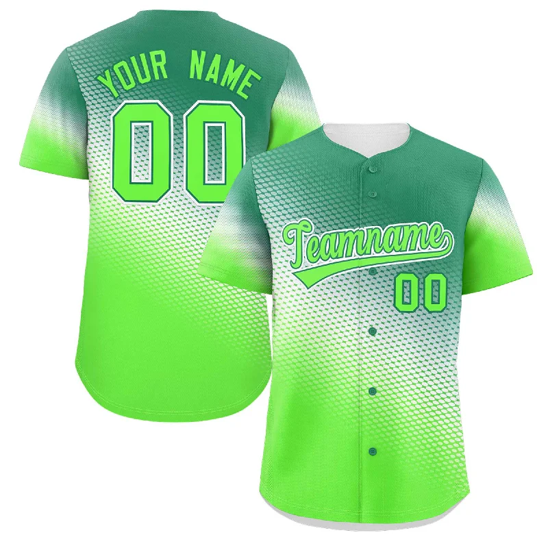 Custom Baseball Jersey for Birthday Parties-Custom Kelly Green Neon Green Tiny Spot Gradient Fashion Authentic Baseball Jersey