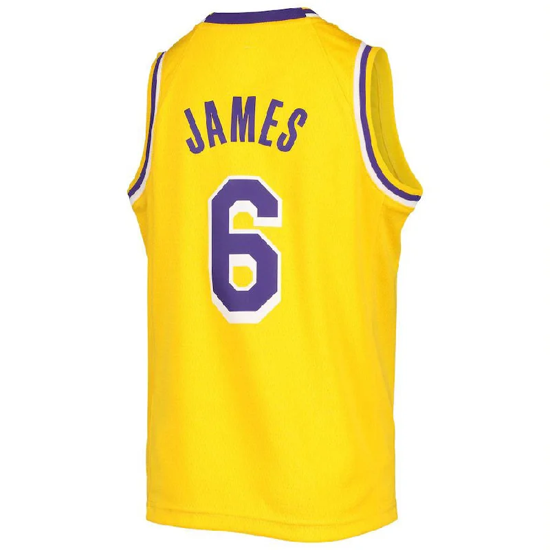 Personalized Basketball Jersey for Sports Teams-LA.Lakers #6 LeBron James 2020-21 Swingman Jersey Gold Stitched American Basketball Jersey