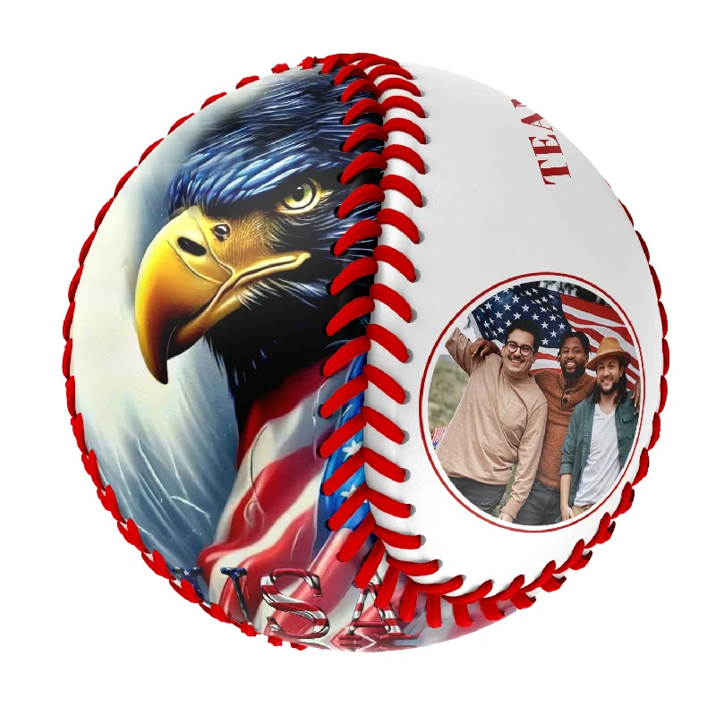 Premium Baseball for Competitive Tournaments-Personalized White American Flag Eagle Photo Baseballs