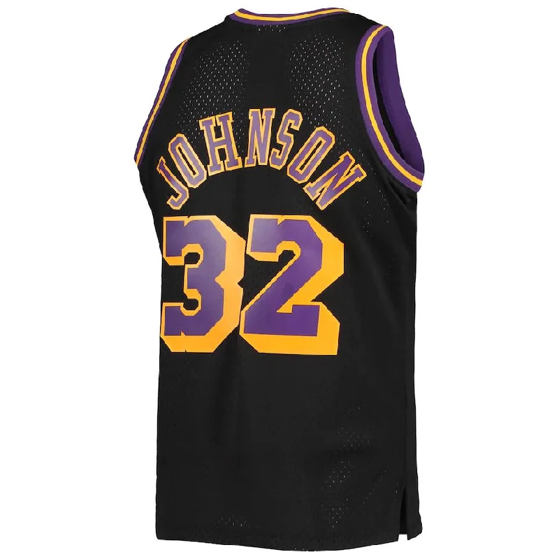 Premium Basketball Jersey with Stretch Technology-LA.Lakers #32 Magic Johnson Mitchell & Ness 1984-85 Hardwood Classics Reload 2.0 Throwback Swingman Jersey Black Stitched American Basketball Jersey