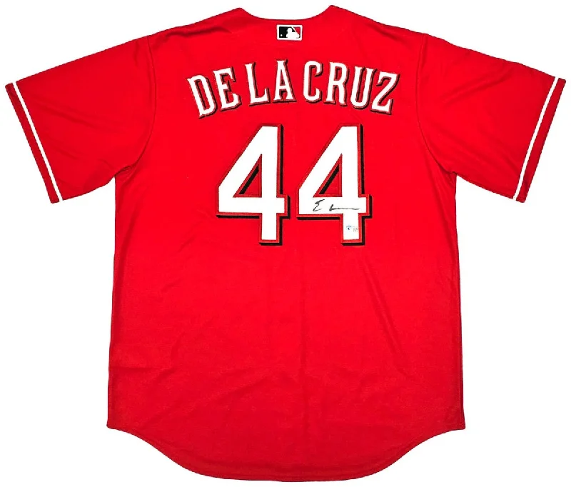 Baseball Jersey with Team Mascot Logo-Elly De La Cruz Signed Cincinnati Reds Nike Baseball Jersey BAS