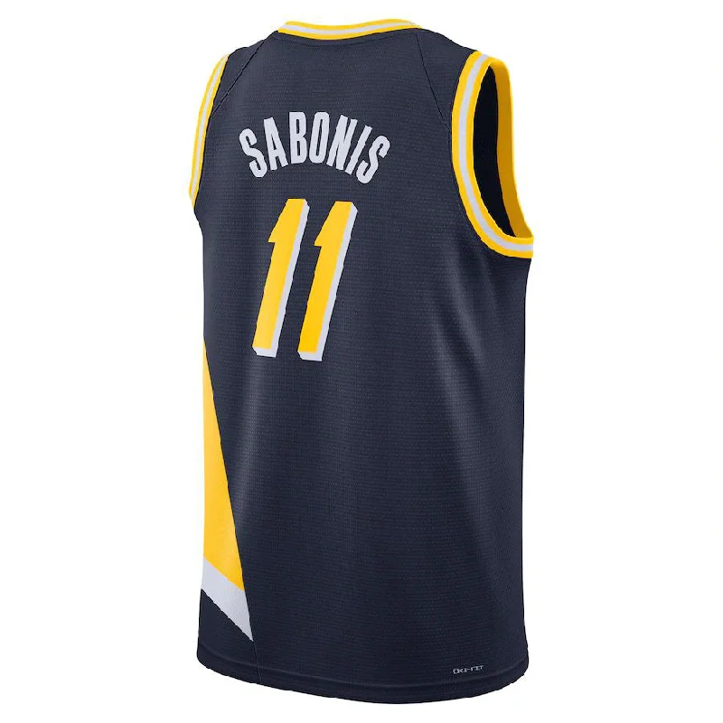 Lightweight Basketball Jersey for Fast Movement-IN.Pacers #11 Domantas Sabonis 2021-22 Swingman Jersey City Edition Navy Stitched American Basketball Jersey