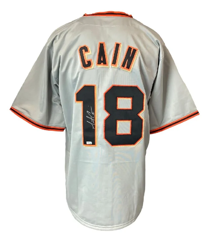 Stylish Pinstripe Baseball Jersey for Vintage Look-Matt Cain San Francisco Signed Gray Baseball Jersey MLB Hologram