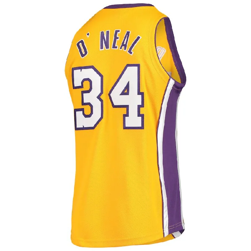 Basketball Jersey with Number and Name for Customization-LA.Lakers #34 Shaquille O'Neal Mitchell & Ness 2000 NBA Finals Hardwood Classics Authentic Jersey  Gold Stitched American Basketball Jersey