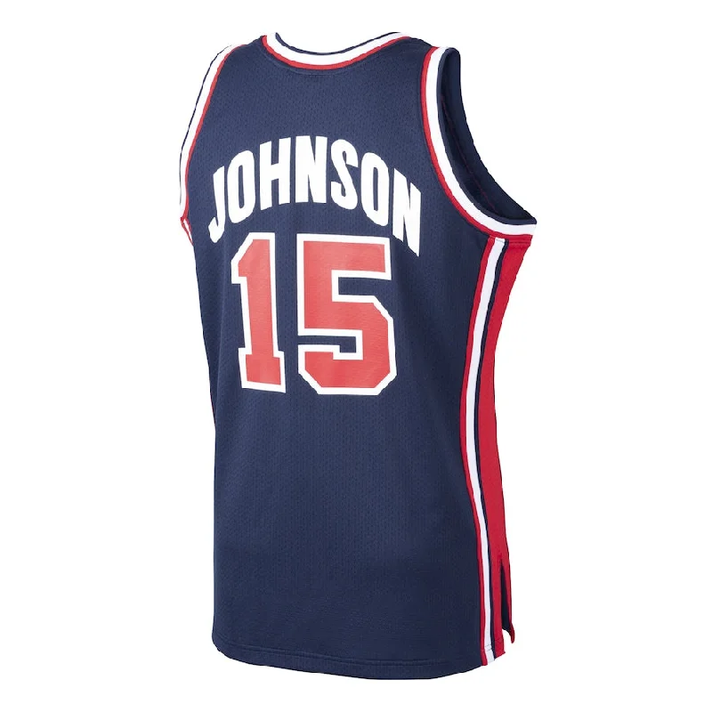 Trendy Basketball Jersey for Fashion Enthusiasts-LA.Lakers #15 Magic Johnson Basketball Mitchell & Ness Home 1992 Dream Team Authentic Jersey Navy Stitched American Basketball Jersey