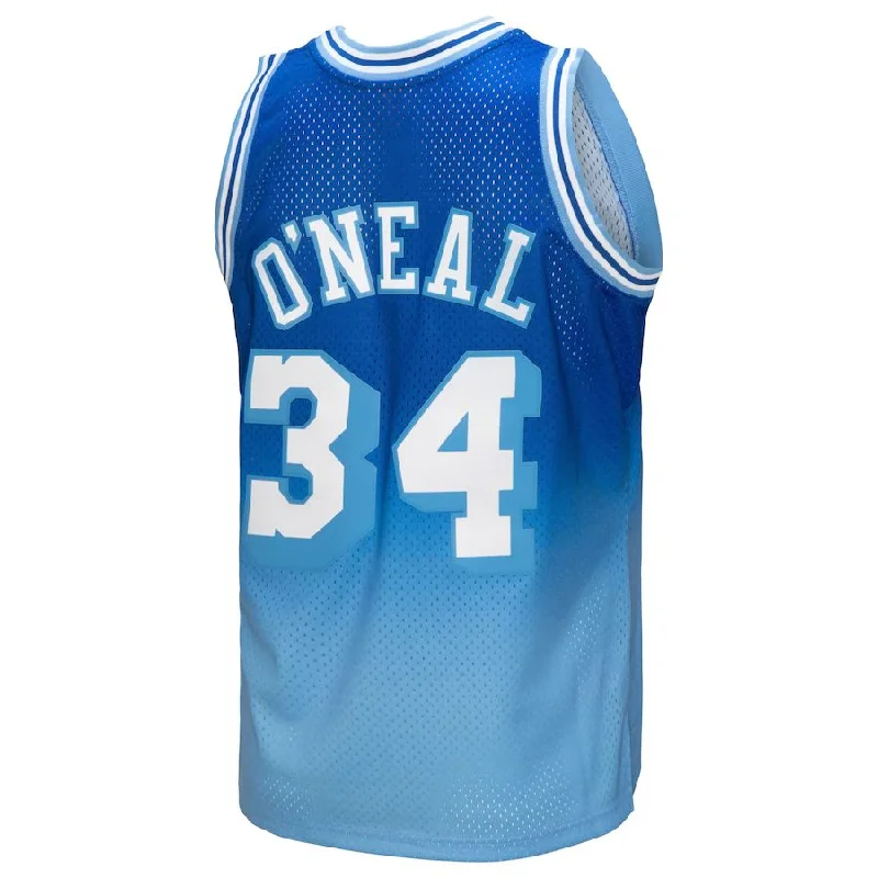 Custom Sublimated Basketball Jersey for Professional Teams-LA.Lakers #34 Shaquille O'Neal Mitchell & Ness 1996-97 Hardwood Classics Fadeaway Swingman Player Jersey  Light Blue Stitched American Basketball Jersey