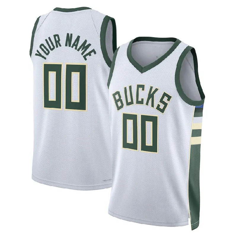 Team Spirit Basketball Jersey for School Events-Custom M.Bucks Unisex 2022-23 Swingman Jersey White Association Edition Stitched Basketball Jersey