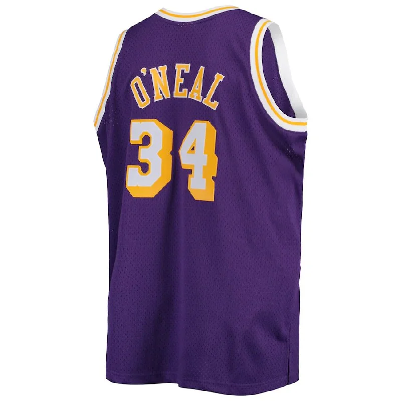 High-Quality Basketball Jersey for Ultimate Comfort-LA.Lakers #34 Shaquille O'Neal Mitchell & Ness Big & Tall Hardwood Classics Swingman Jersey Purple Stitched American Basketball Jersey