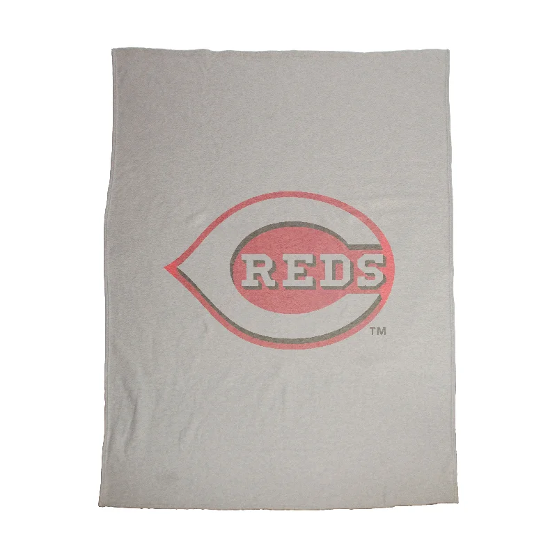 Team Home Textiles Featuring Unique Prints and Patterns for Bold Statements-Cincinnati Reds Oversized Logo Sublimated Sweatshirt Blanket