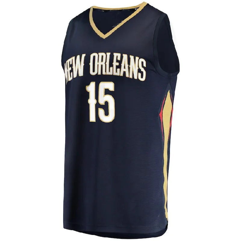 Retro Basketball Jersey for Classic Fans-NO.Pelicans #15 Jose Alvarado Fanatics Branded  2021-22 Fast Break Replica Jersey Navy Icon Edition Stitched American Basketball Jersey