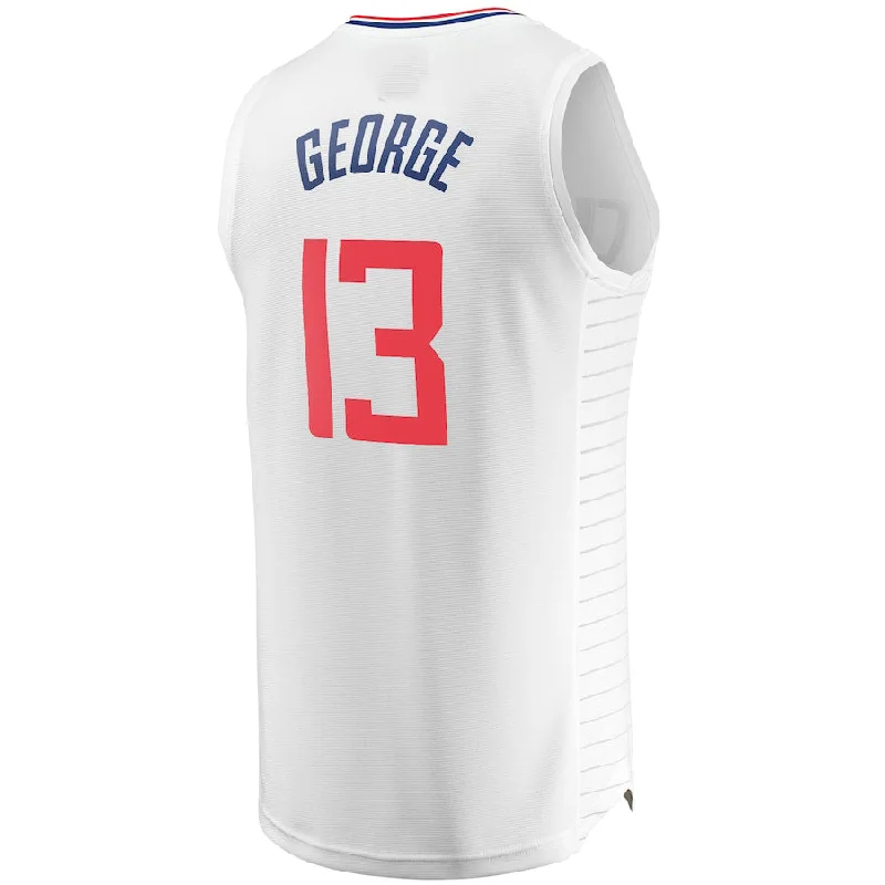 Breathable Mesh Basketball Jersey for Better Airflow-LA.Clippers #13 Paul George Fanatics Branded Fast Break Replica Jersey White Association Edition Stitched American Basketball Jersey