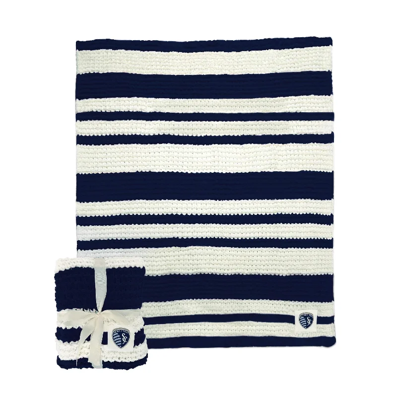 Soft Team Home Textiles for Team-Themed Guest Rooms-Sporting Kansas City Cable Knit Throw 50x60