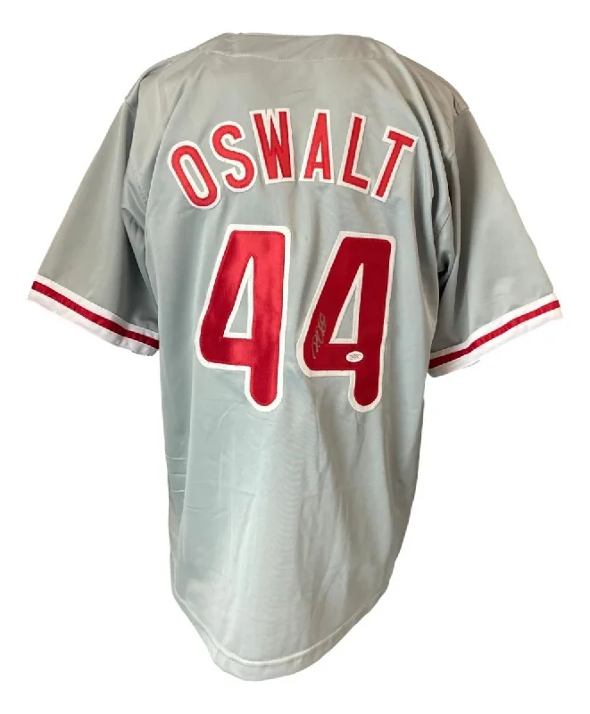 Comfortable and Stylish Baseball Jersey for All Ages-Roy Oswalt Philadelphia Signed Gray Baseball Jersey JSA Hologram