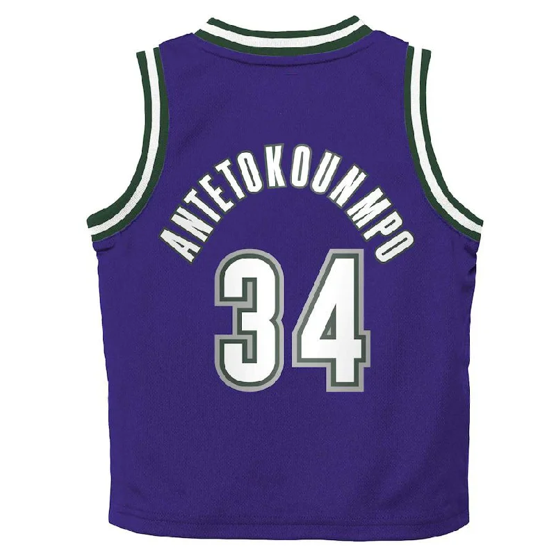 Premium Basketball Jersey for International Teams-M.Bucks #34 Giannis Antetokounmpo Preschool 2022-23 Swingman Jersey Purple Classic Edition Stitched American Basketball Jersey