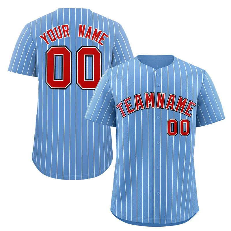 Stylish Mesh Baseball Jersey for Easy Movement-Custom Light Blue Red-Navy Stripe Fashion Authentic Baseball Jersey