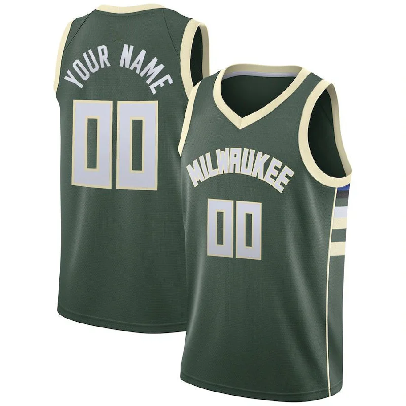 Basketball Jersey with Comfortable Fit for Game Days-Custom M.Bucks Swingman Jersey Hunter Green Icon Edition Stitched Basketball Jersey