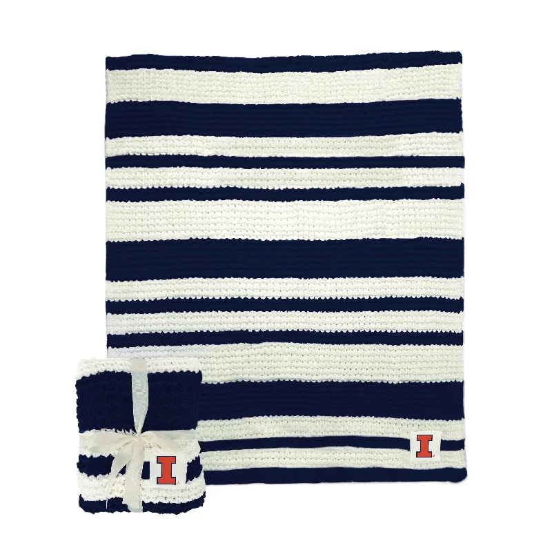 Luxury Team Home Textiles for Dedicated Supporters-Illinois Cable Knit Throw 50x60