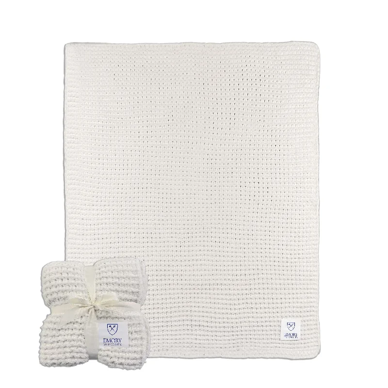 Soft and Cozy Team Home Textiles for Cold Game Days-Emory University Ivory Cable Knit Throw