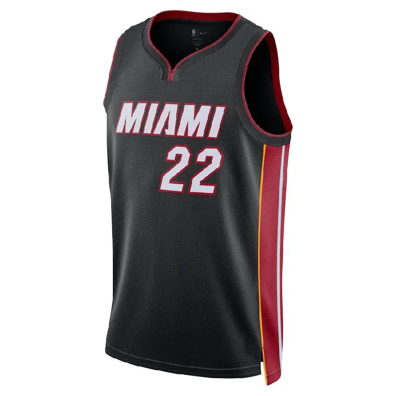 Durable Basketball Jersey for Outdoor Play-M.Heat #22 Jimmy Butler Unisex 2022-23 Swingman Jersey Icon Edition Black Stitched American Basketball Jersey