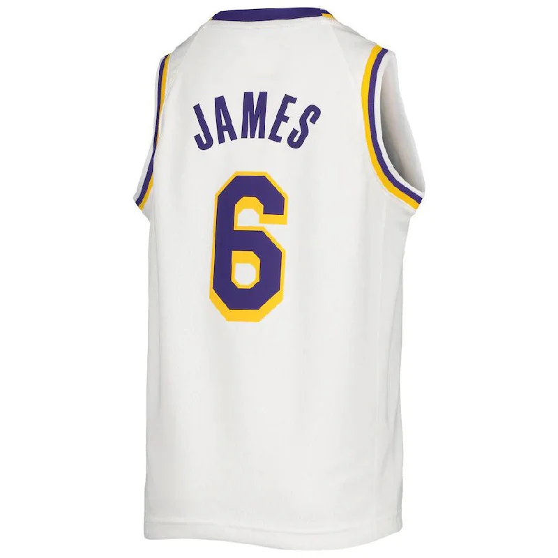 Comfortable Basketball Jersey for Practice Sessions-LA.Lakers #6 LeBron James 2020-21 Swingman Jersey Association Edition White Stitched American Basketball Jersey