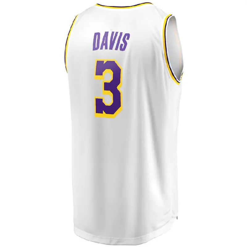 Lightweight Basketball Jersey for Fast Movement-LA.Lakers #3 Anthony Davis Fanatics Branded Fast Break Player Replica Jersey Association Edition White Stitched American Basketball Jersey