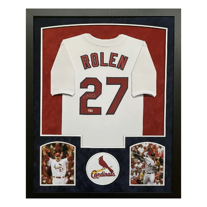 Premium Baseball Jersey for Professional Players-Scott Rolen Signed St. Louis White Custom Suede Matte Framed Baseball Jersey (Beckett)