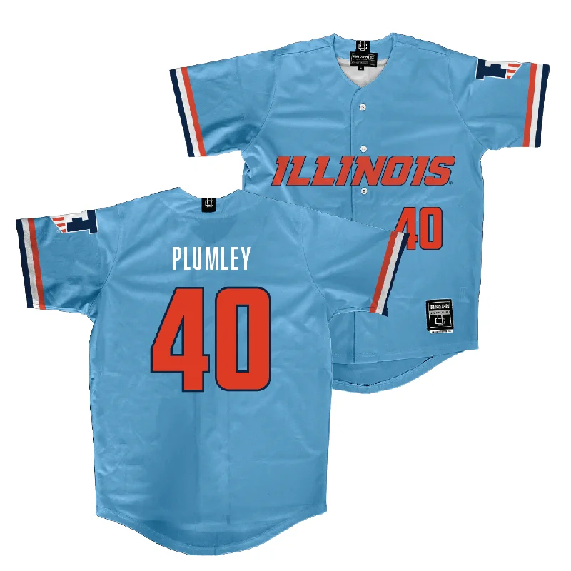 Lightweight Baseball Jersey for Easy Movement-Illinois Light Blue Baseball Jersey  - Ben Plumley