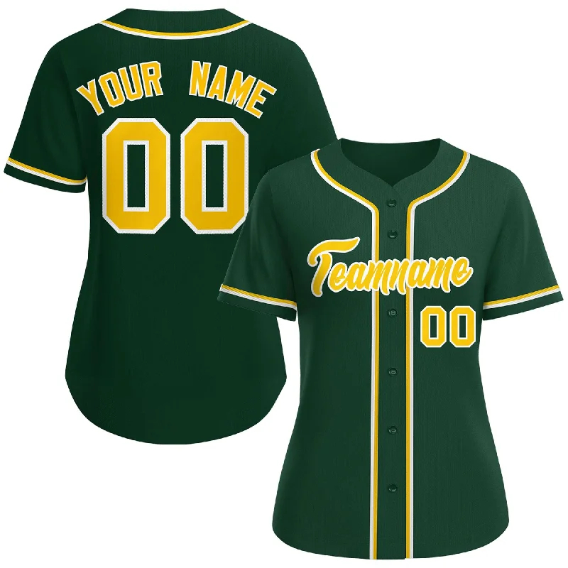 Vintage-Inspired Baseball Jersey for Retro Fans-Custom Green Gold-White Classic Style Baseball Jersey For Women