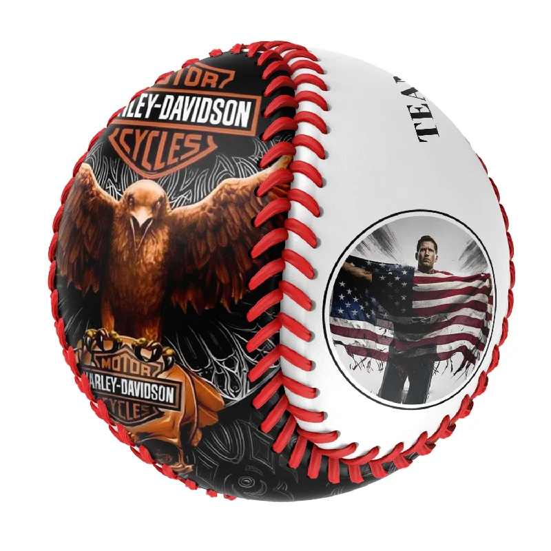 Custom Baseball for School or Club Teams-Personalized White Eagle Skull Photo Baseballs