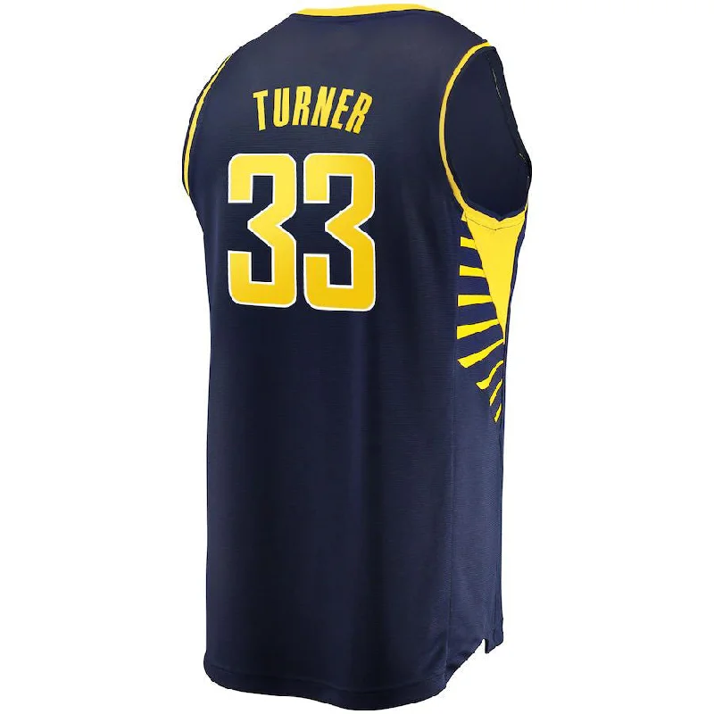 Performance Basketball Jersey for High-Level Play-IN.Pacers #33 Myles Turner Fanatics Branded Fast Break Replica Jersey Navy Icon Edition Stitched American Basketball Jersey