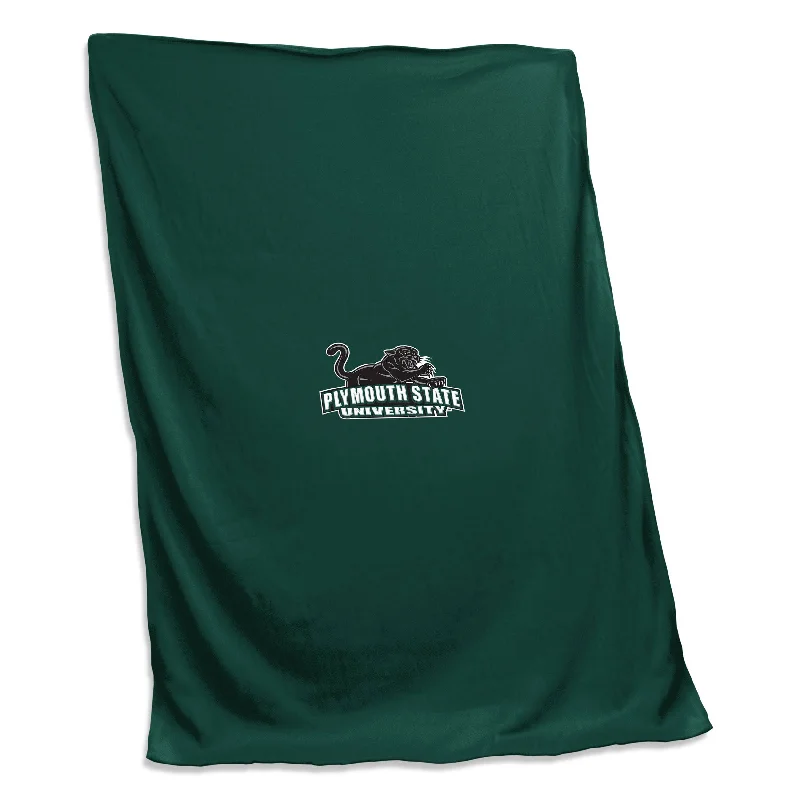 Soft Team Home Textiles for Team-Themed Guest Rooms-Plymouth State University Hunter Screened Sweatshirt Blanket