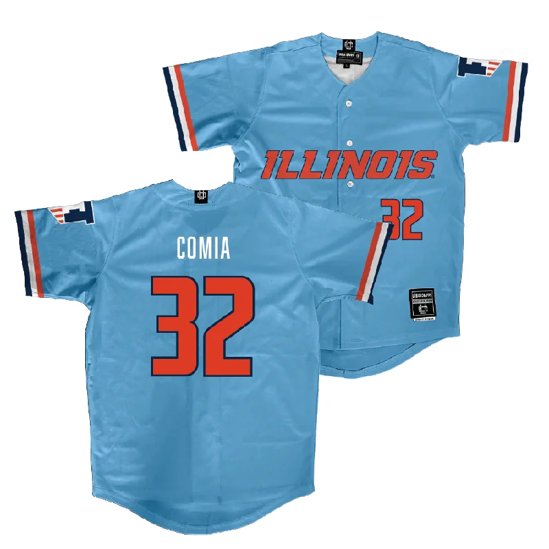 Baseball Jersey with Stitched Team Name-Illinois Light Blue Baseball Jersey - Jayden Comia #32