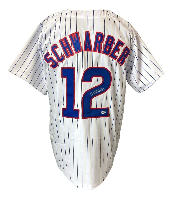 Baseball Jersey with Bold Lettering for Customization-Kyle Schwarber Chicago Signed White Baseball Jersey BAS