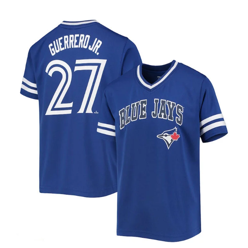 Colorful Baseball Jersey for Fun Outfits-Toronto Blue Jays #27 Vladimir Guerrero Jr. Royal Player Logo Jersey Baseball Jerseys